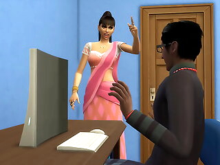 Indian stepmom catches her nerd stepson masturbating in comport oneself of the computer watching porn videos || adult videos || Porn Movies